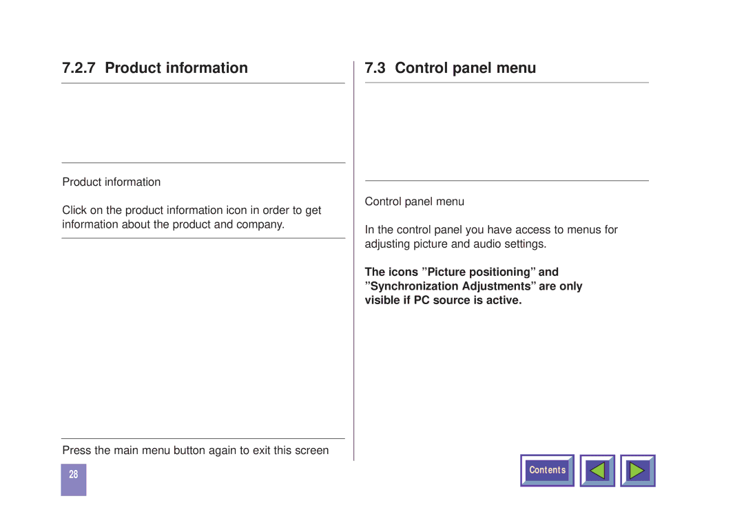 Kodak DP850 manual Product information, Control panel menu 