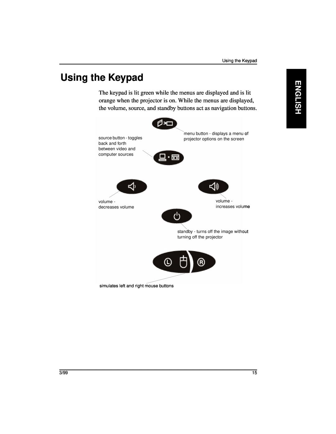 Kodak DP1100, DP900 manual Using the Keypad, English 
