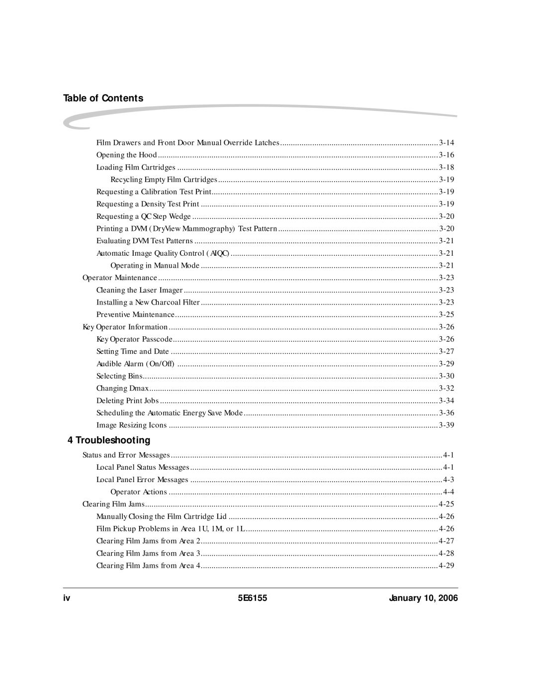 Kodak DryView 8900 manual Table of Contents 