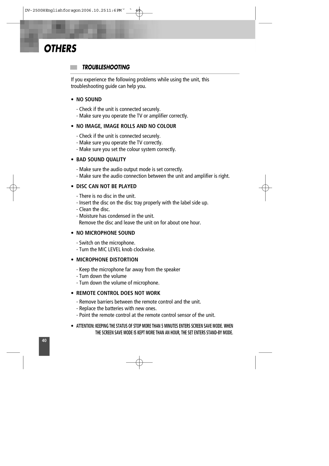 Kodak DV-2500H instruction manual Others, Troubleshooting 