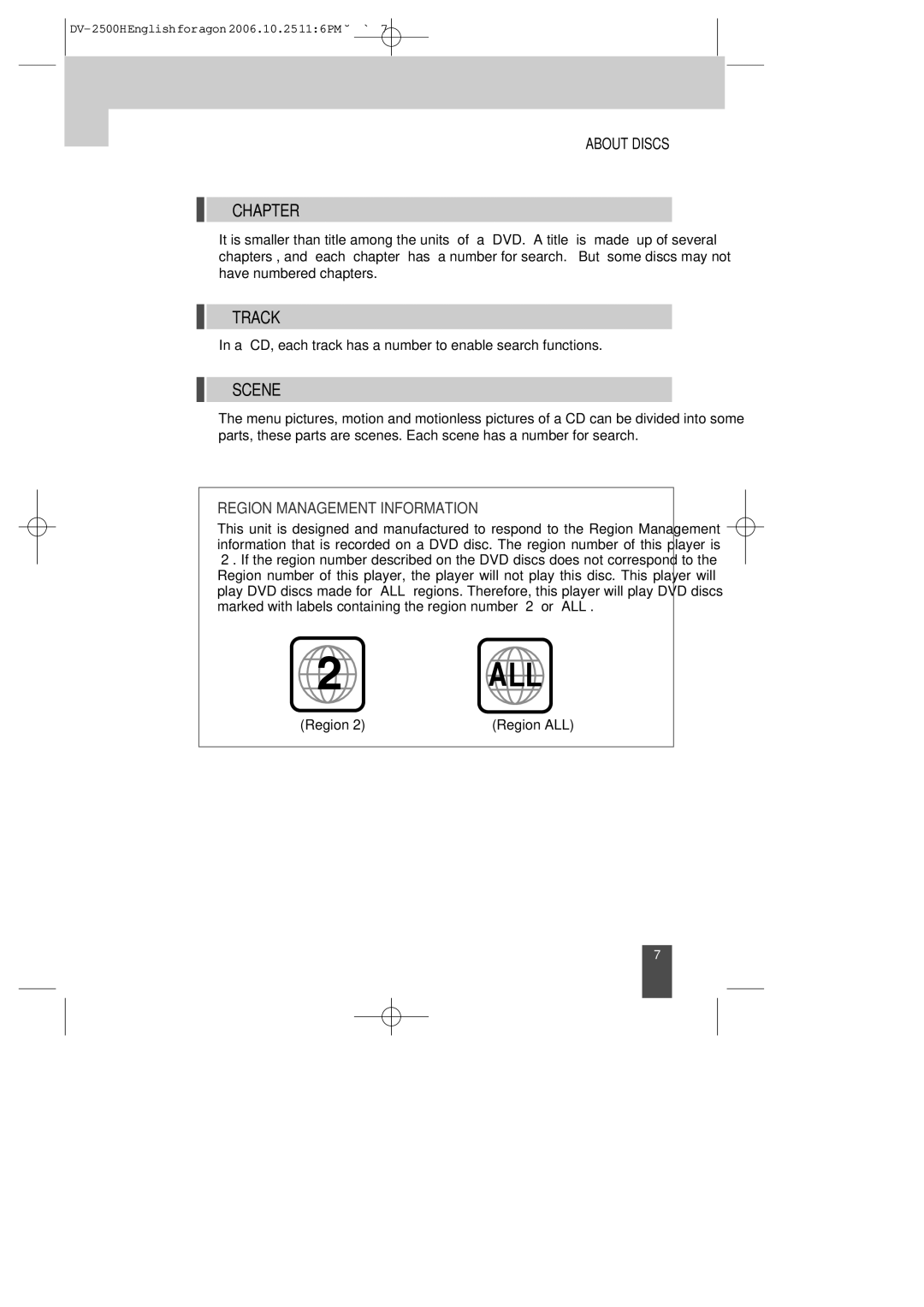 Kodak DV-2500H instruction manual Chapter, Track, Scene 