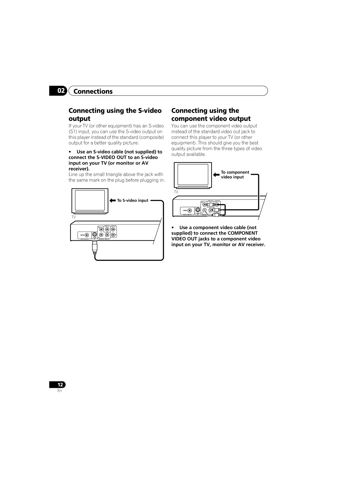 Kodak DV-300-K manual Connections Connecting using the S-video output, Connecting using the component video output 