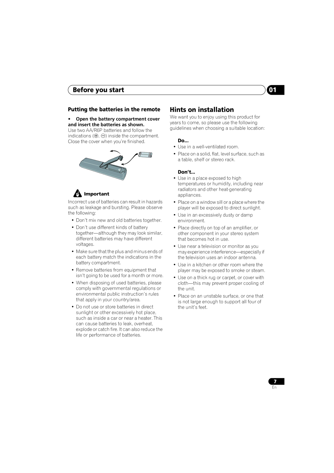 Kodak DV-300-K manual Before you start, Hints on installation, Putting the batteries in the remote 