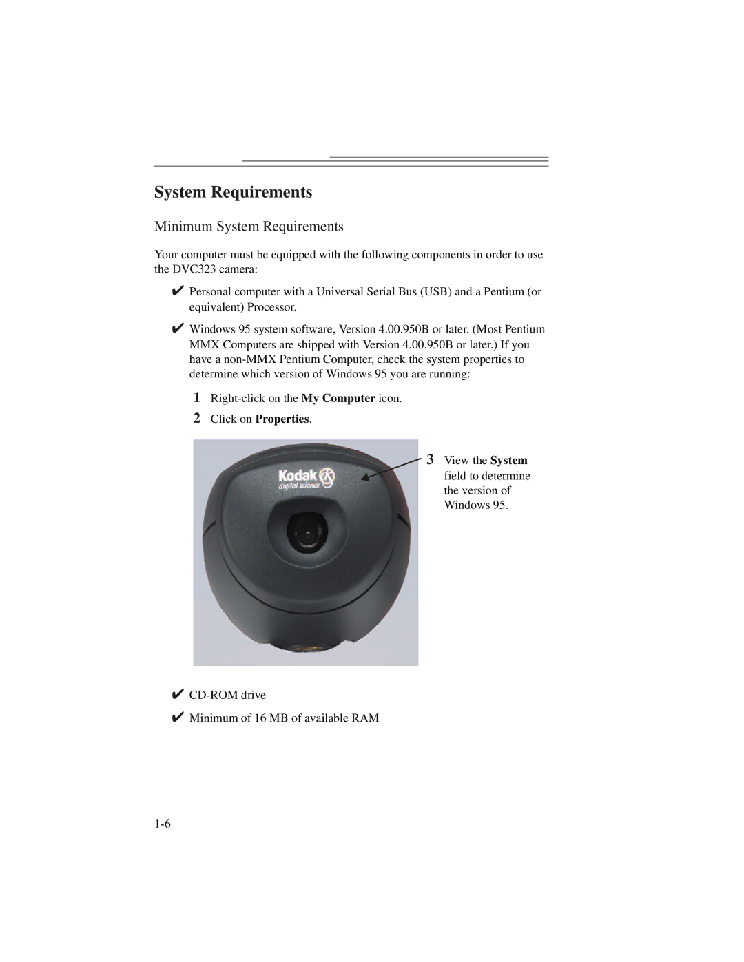 Kodak DVC323 manual Minimum System Requirements 