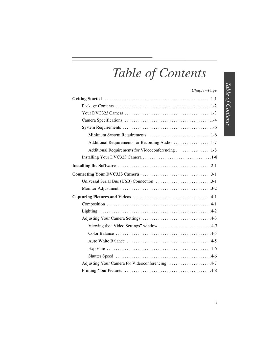 Kodak DVC323 manual Table of Contents 