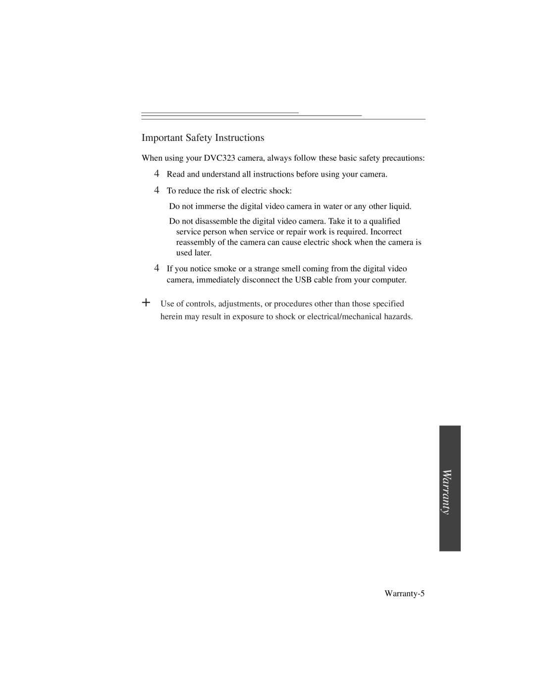 Kodak DVC323 manual Important Safety Instructions 