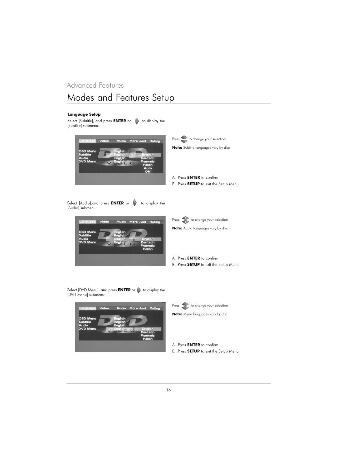 Kodak DVD 40 user manual Select Subtitle, and press Enter or 