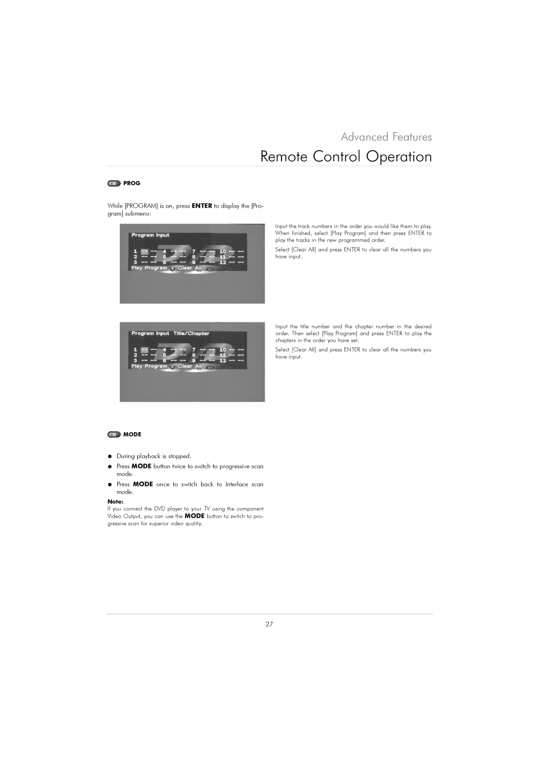 Kodak DVD 40 user manual Prog 