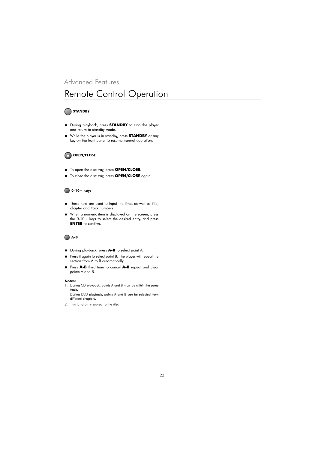 Kodak DVD 40 user manual Remote Control Operation, Advanced Features 