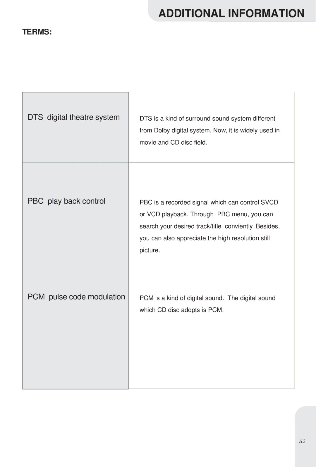 Kodak DVD-845 instruction manual Terms, DTS digital theatre system 