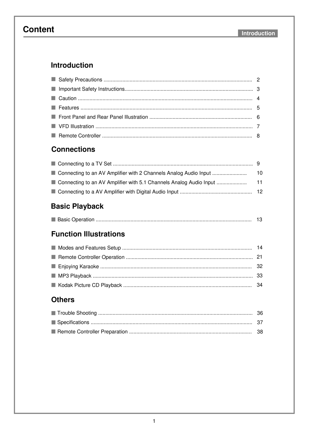 Kodak DVD7000 user manual Content, Introduction 