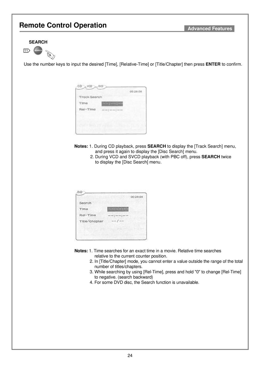 Kodak DVD7000 user manual Search 