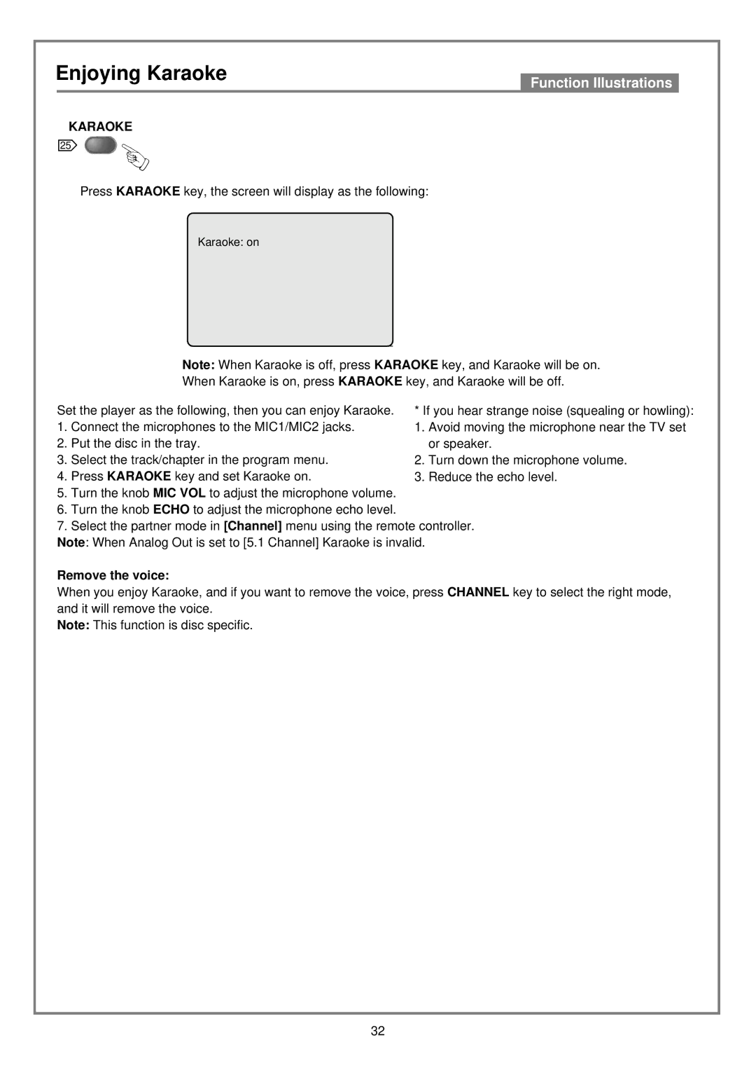 Kodak DVD7000 user manual Enjoying Karaoke, Remove the voice 