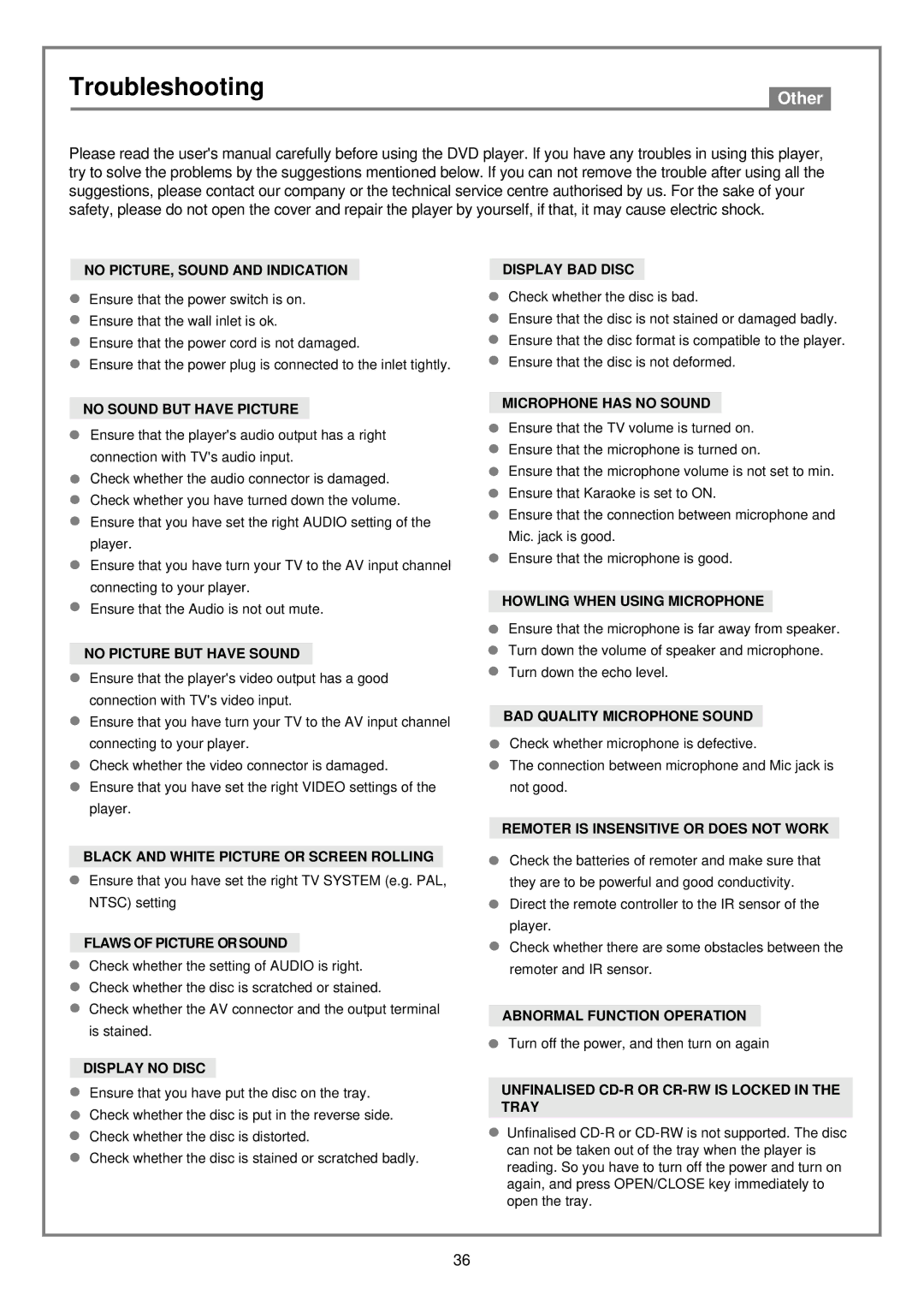 Kodak DVD7000 user manual Troubleshooting, Other 