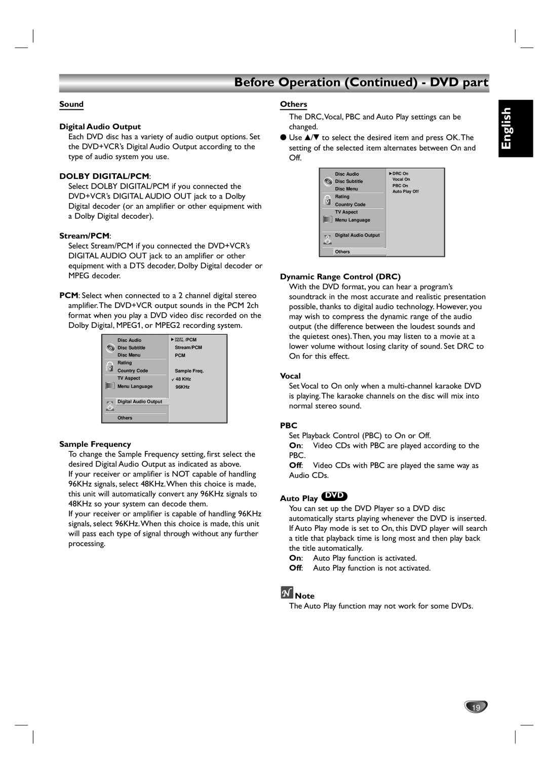 Kodak DVD755VR/05 owner manual Dolby DIGITAL/PCM, Pbc 