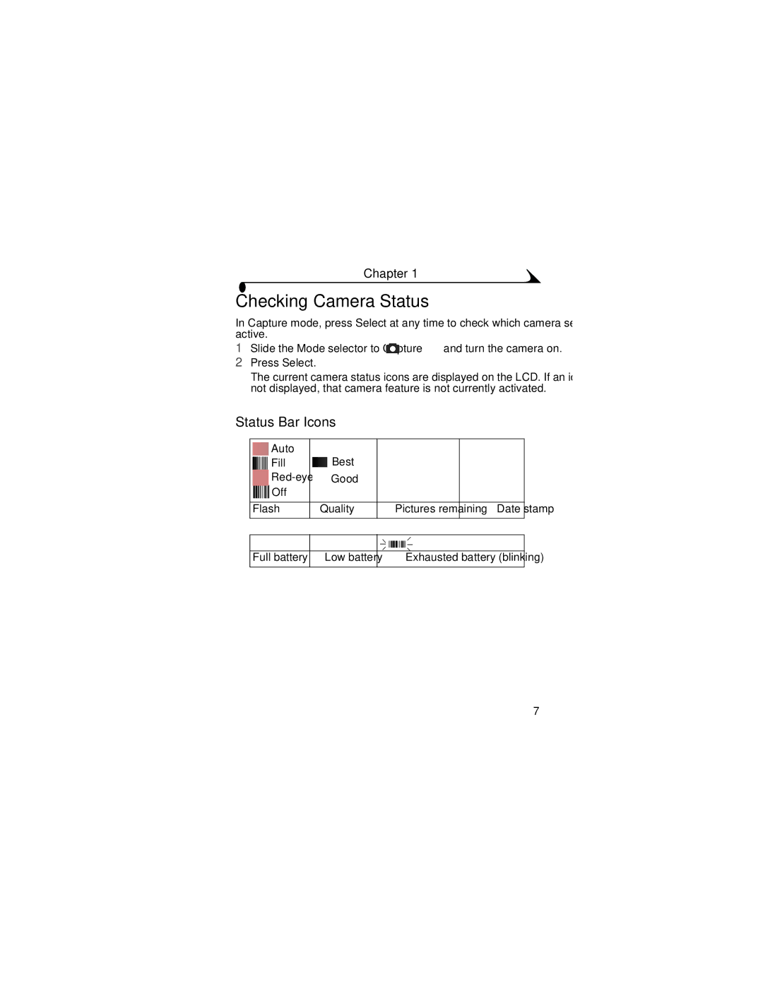 Kodak DX3215 manual Checking Camera Status, Status Bar Icons 