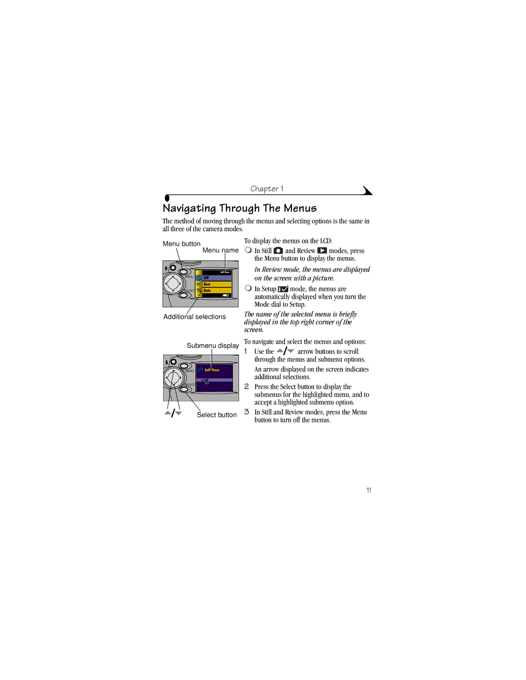 Kodak DX3500 manual Navigating Through The Menus 