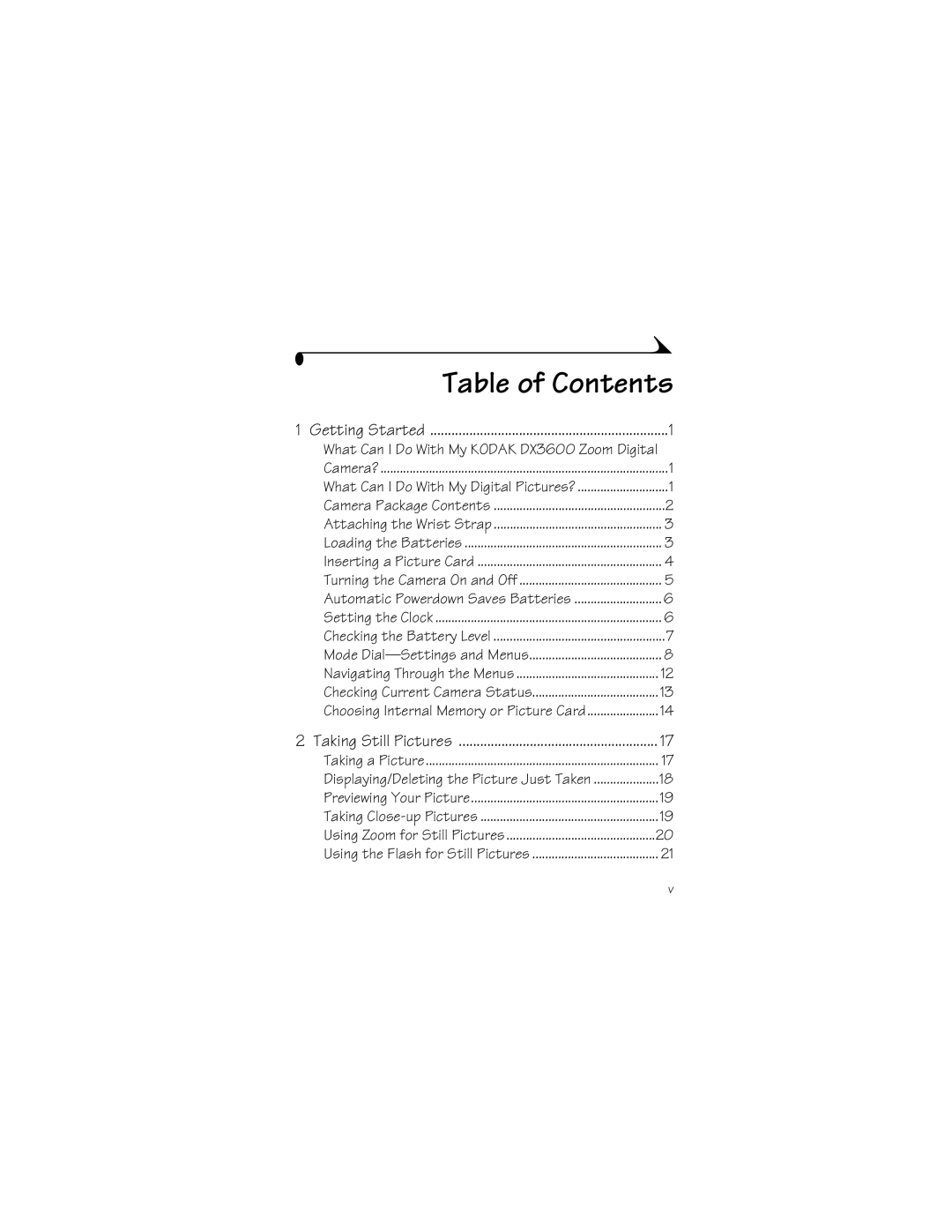 Kodak DX3600 manual Table of Contents 