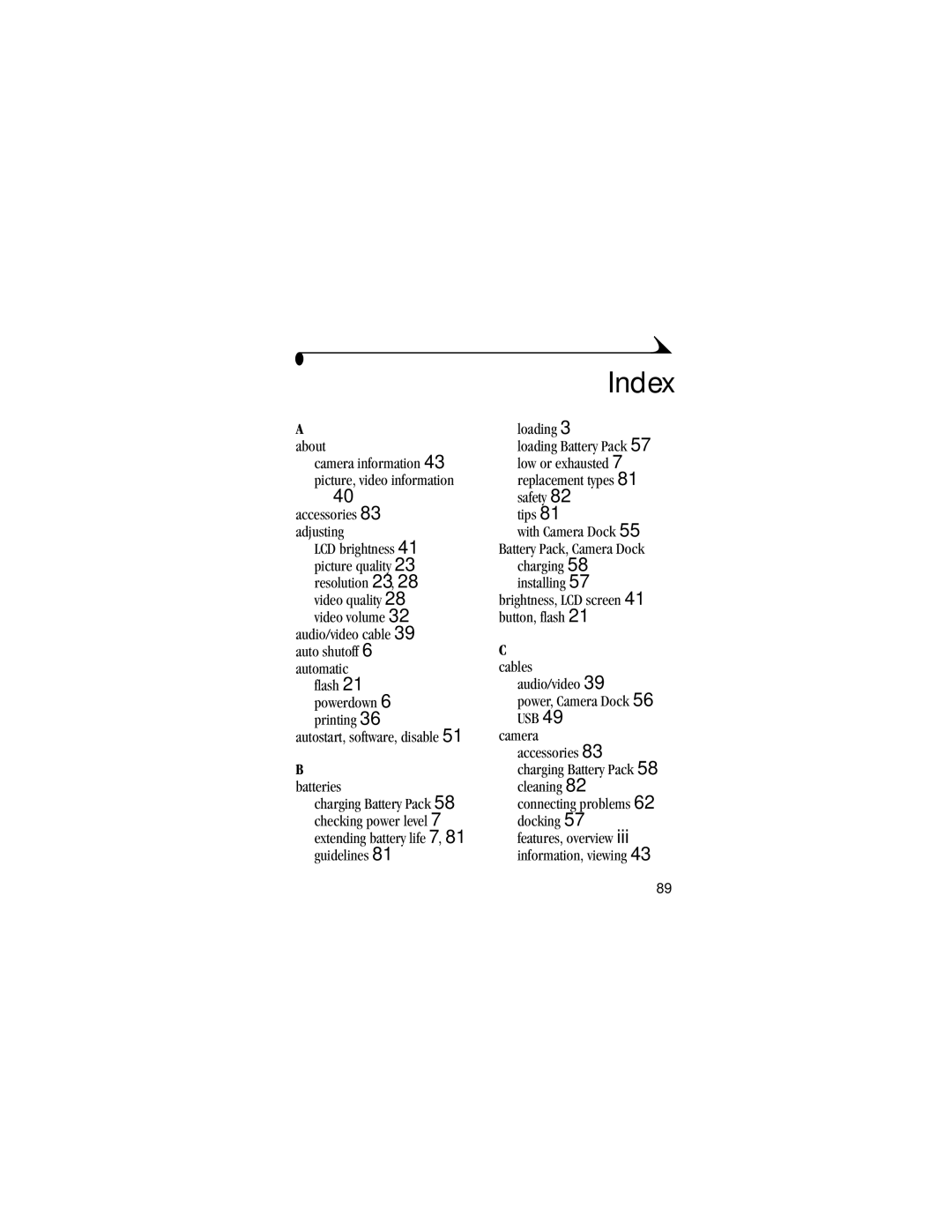 Kodak DX3600 manual Index 