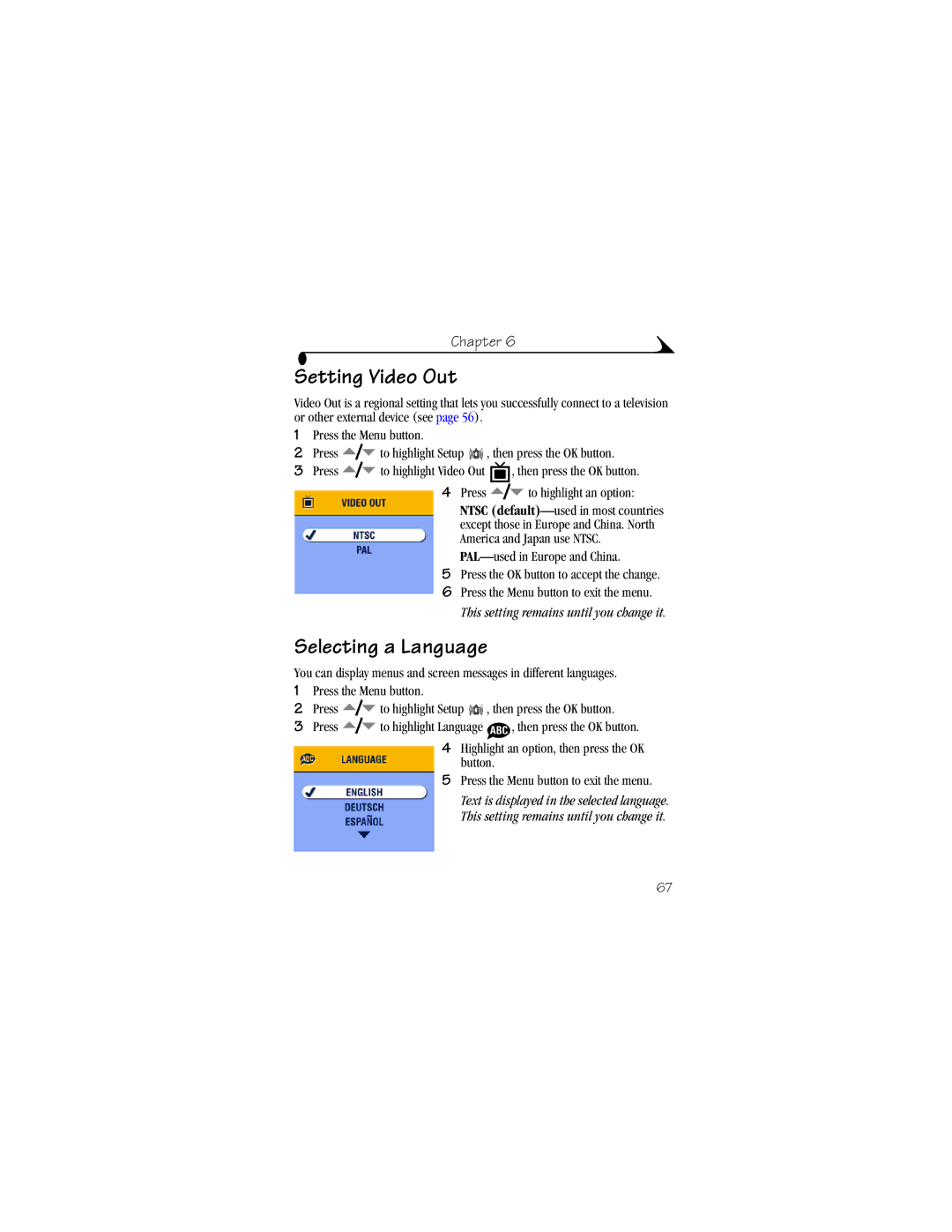 Kodak DX6440 manual Setting Video Out, Selecting a Language 