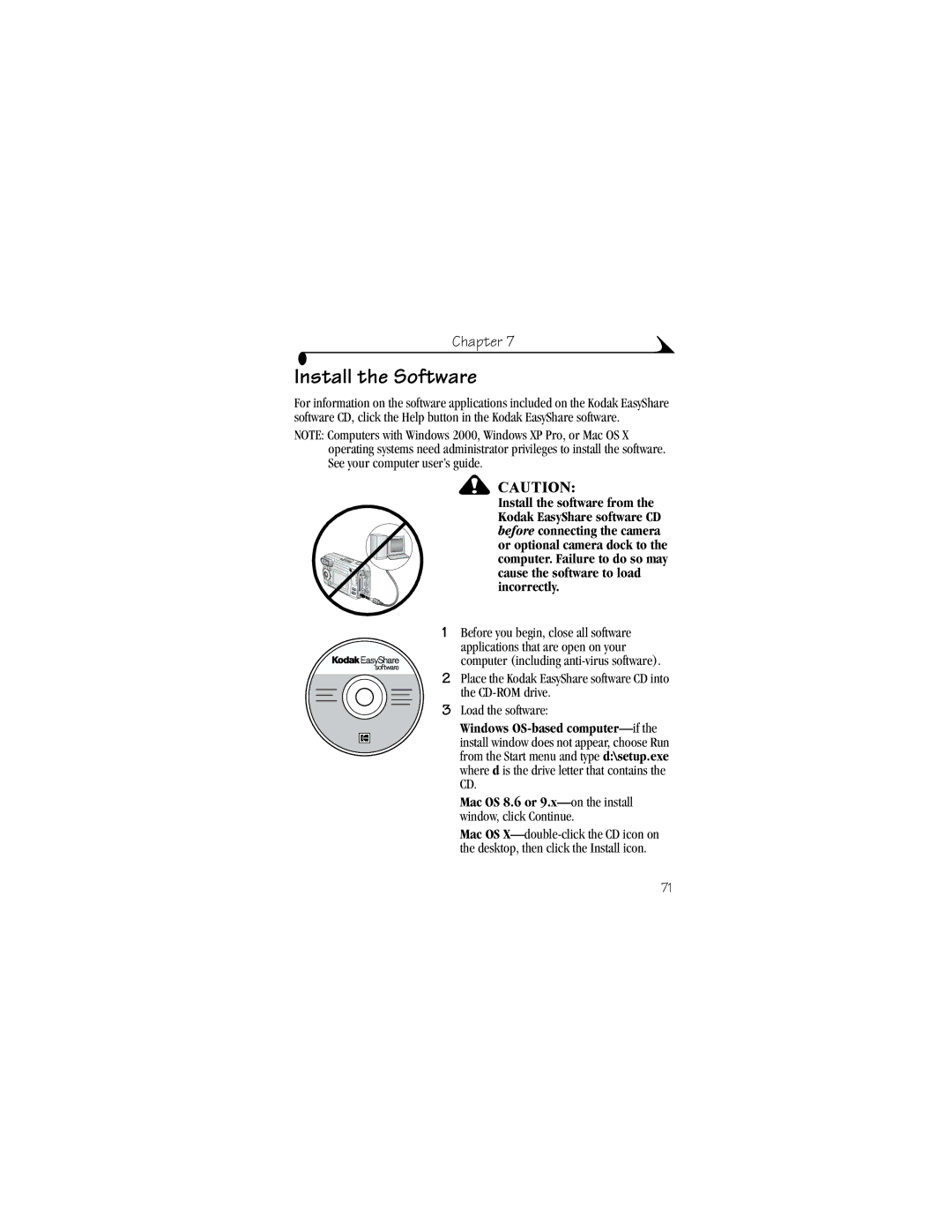 Kodak DX6440 manual Install the Software 