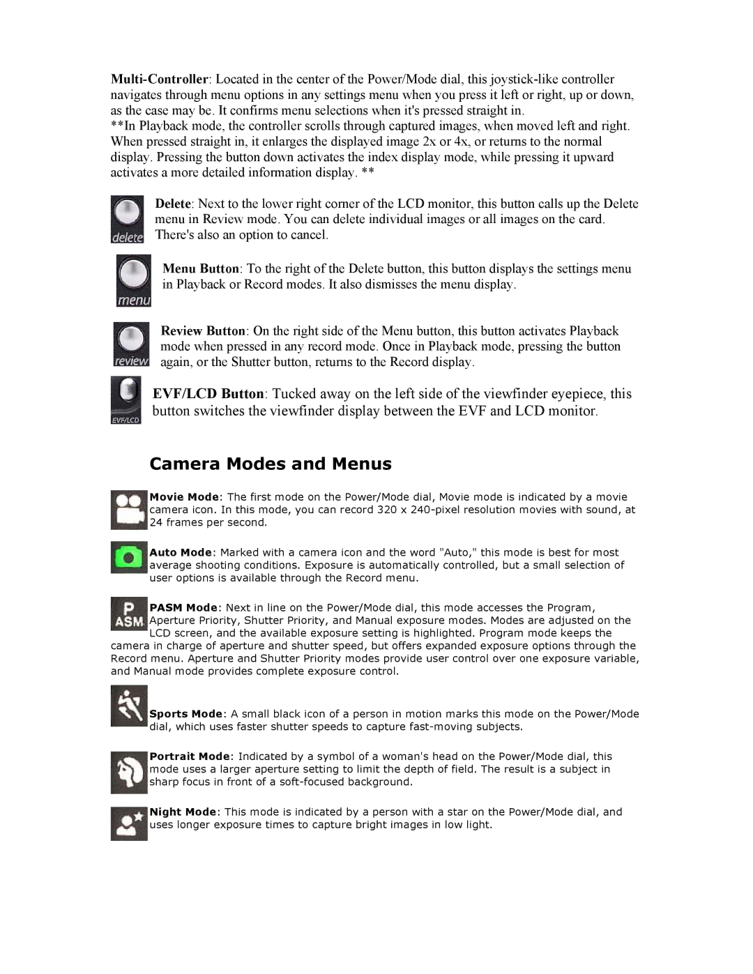 Kodak DX6490 manual Camera Modes and Menus 