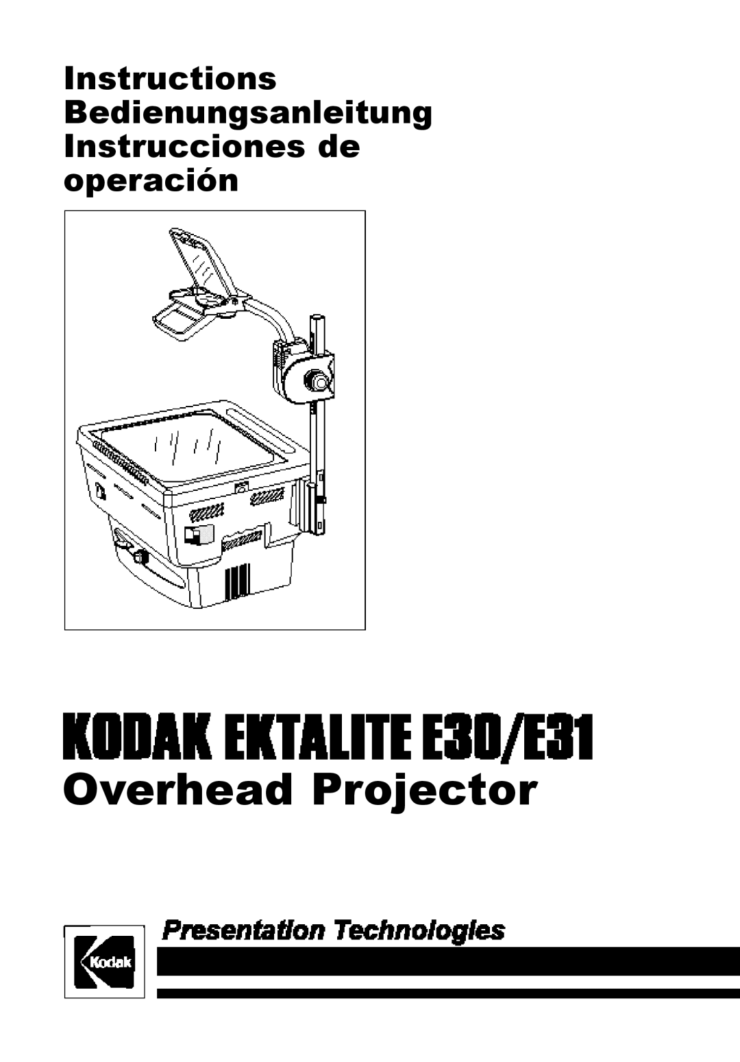 Kodak E30 manual Overhead Projector 