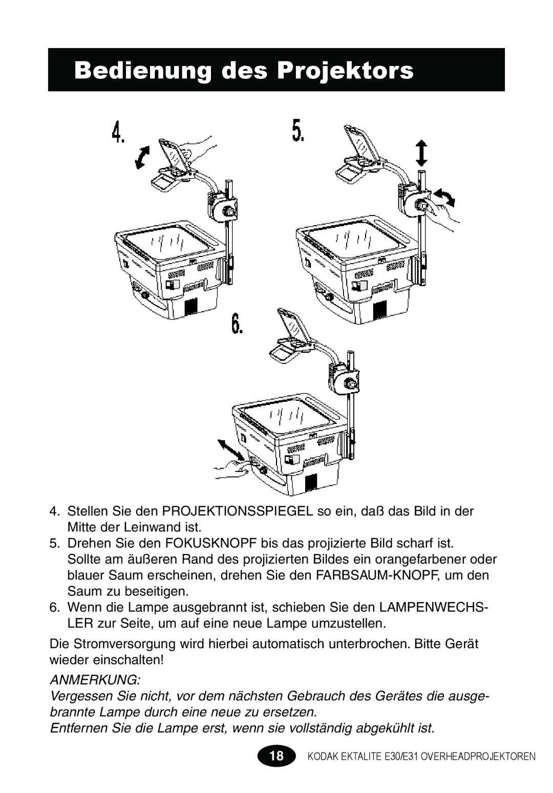 Kodak E30 manual Anmerkung 