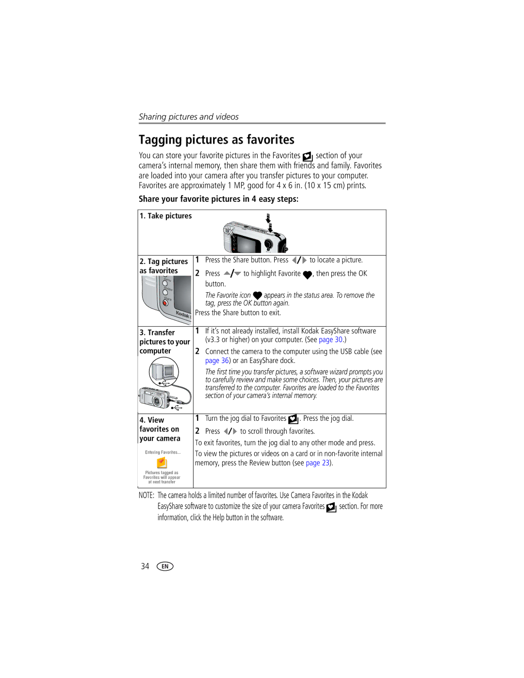 Kodak EasyShare LS743 manual Tagging pictures as favorites 