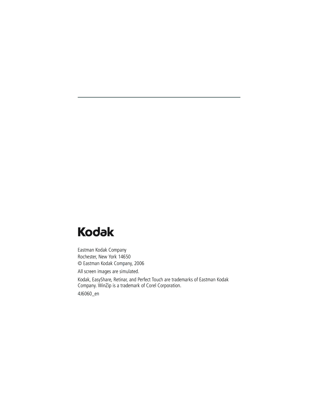 Kodak EasyShare manual Eastman Kodak Company Rochester, New York, 4J6060en 