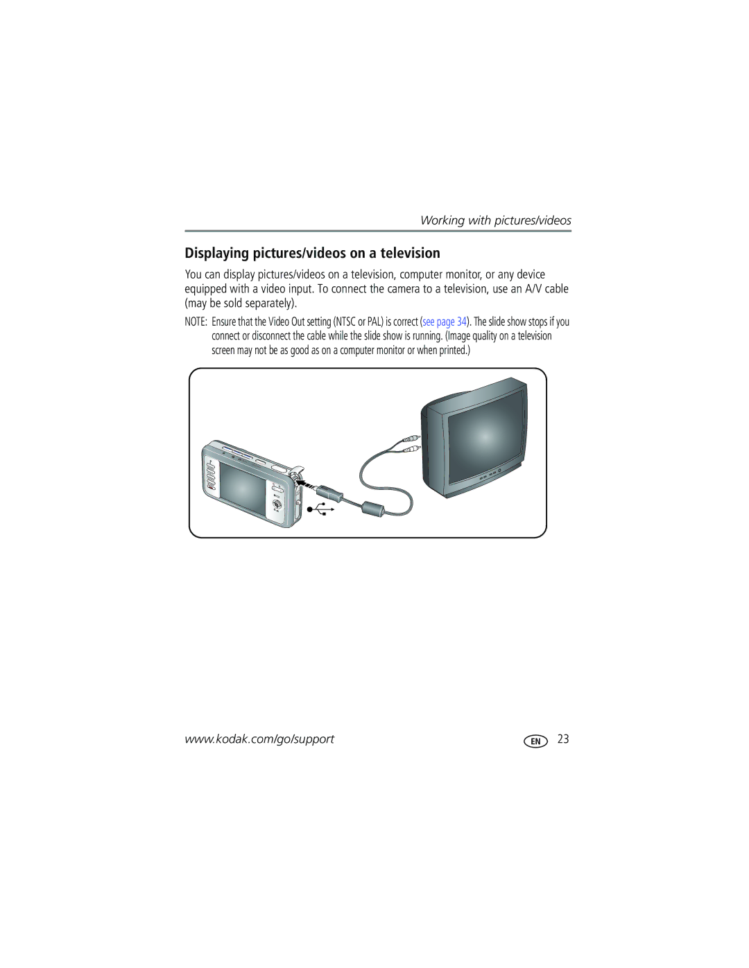 Kodak EasyShare manual Displaying pictures/videos on a television 