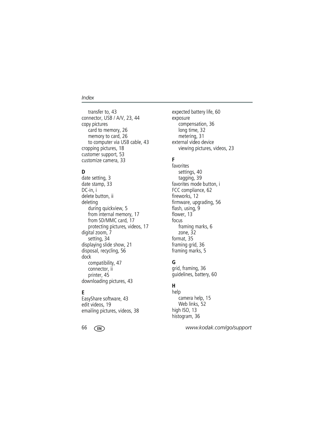 Kodak EasyShare manual Index 