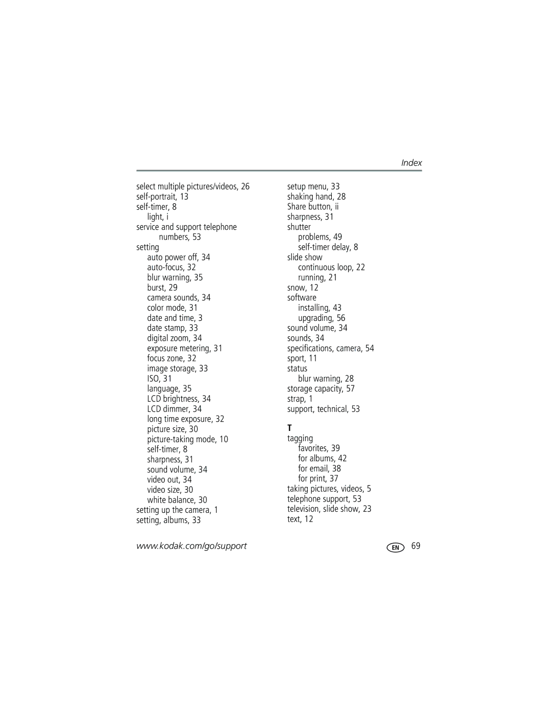 Kodak EasyShare manual Index 