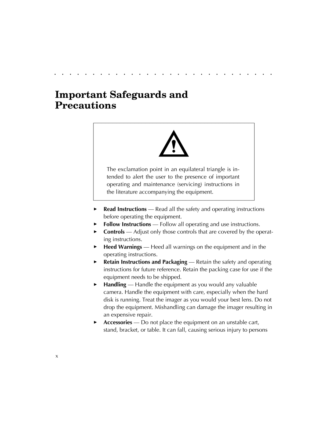 Kodak EOSDCS 3, EOSDCS 5, EOSDCS 1 user manual Important Safeguards Precautions 