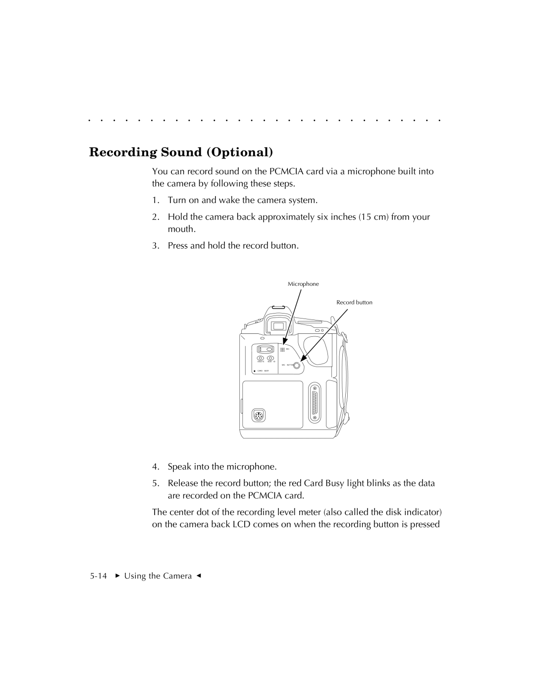 Kodak EOSDCS 3, EOSDCS 5, EOSDCS 1 user manual Recording Sound Optional 