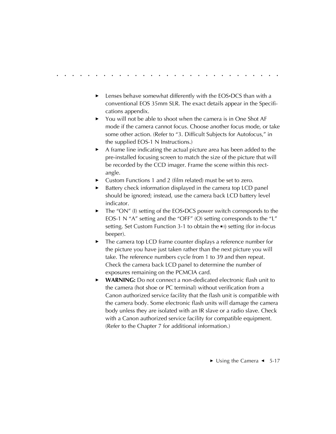 Kodak EOSDCS 3, EOSDCS 5, EOSDCS 1 user manual  Using the Camera G 