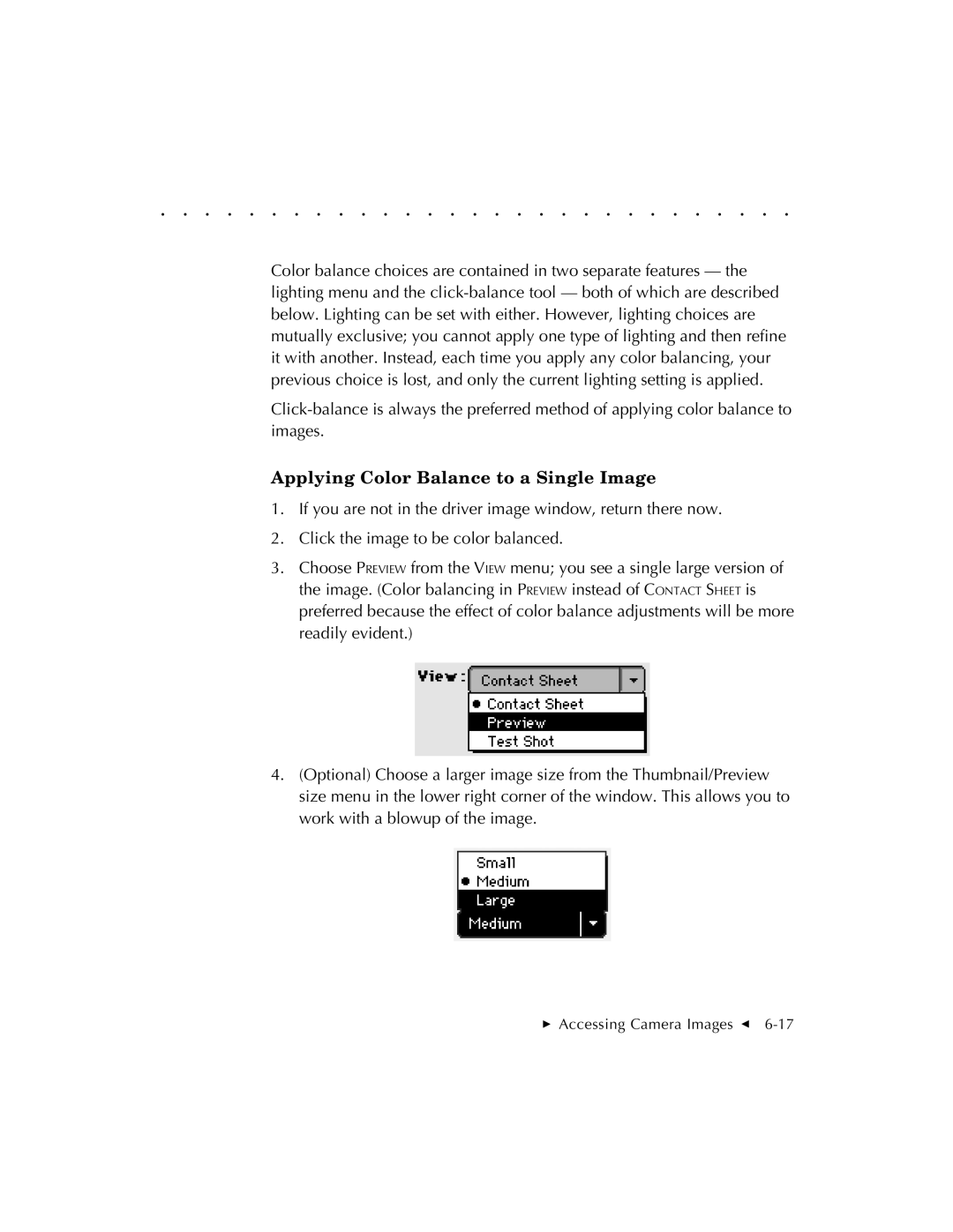 Kodak EOSDCS 3, EOSDCS 5, EOSDCS 1 user manual Applying Color Balance to a Single Image 