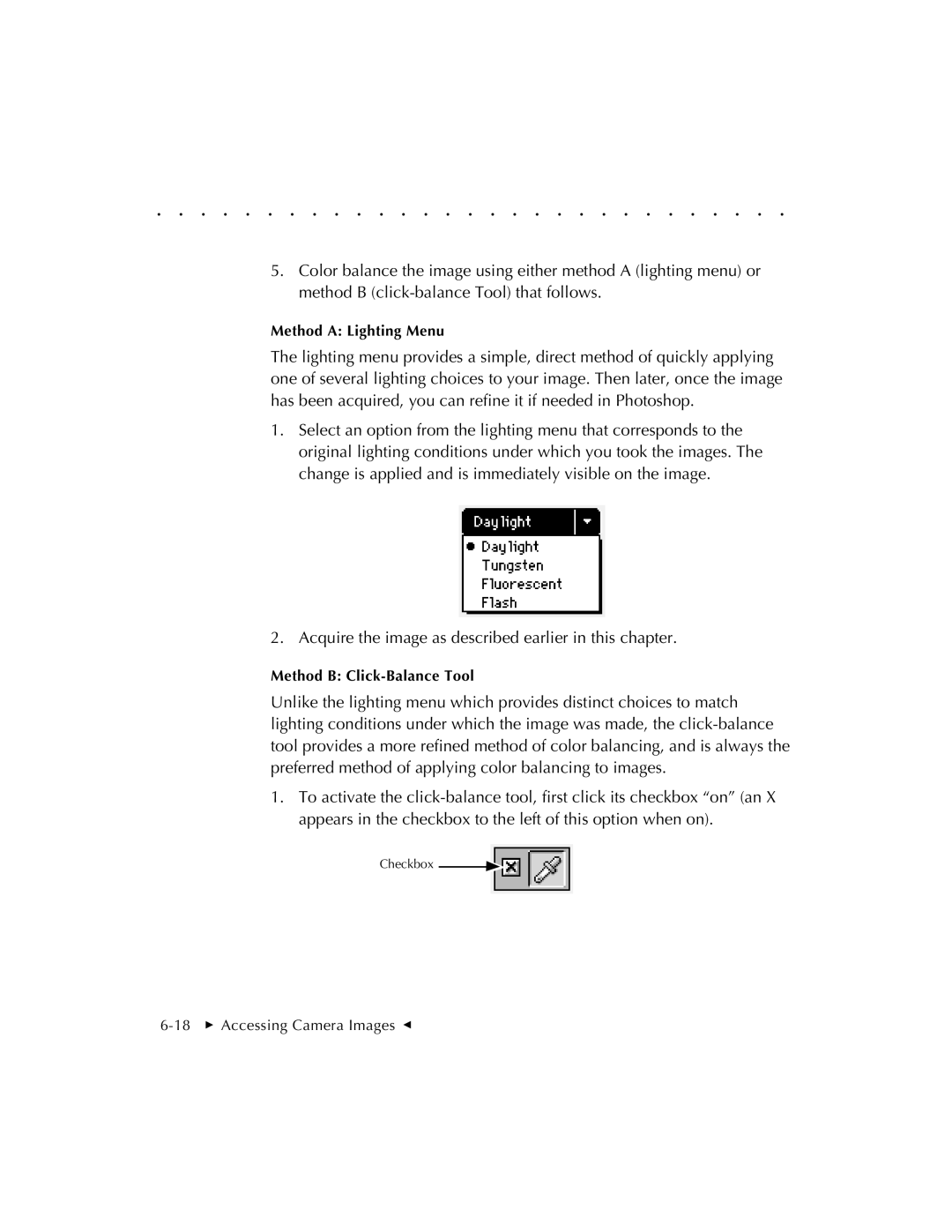 Kodak EOSDCS 1, EOSDCS 5, EOSDCS 3 user manual Method a Lighting Menu 