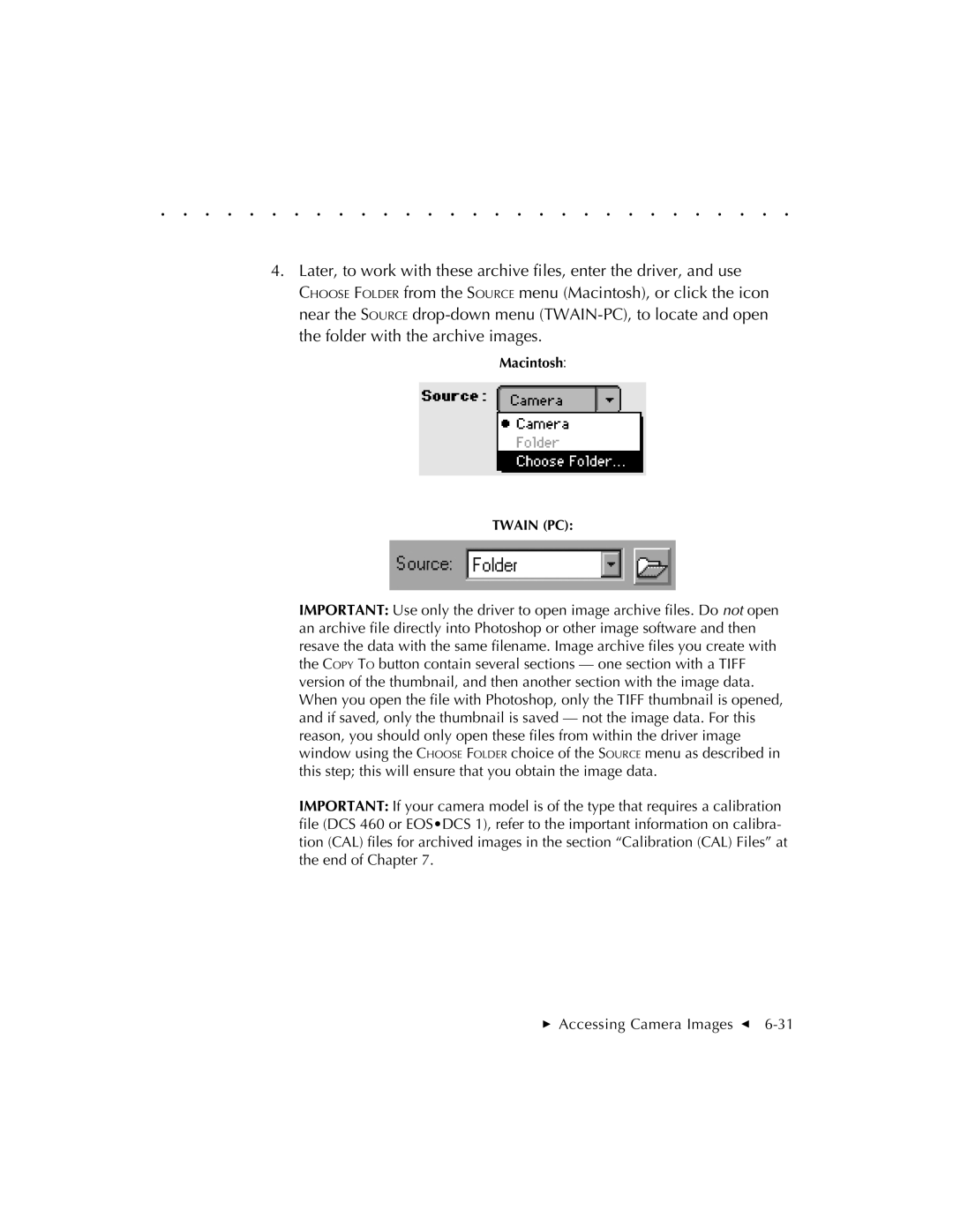 Kodak EOSDCS 5, EOSDCS 3, EOSDCS 1 user manual Twain PC 