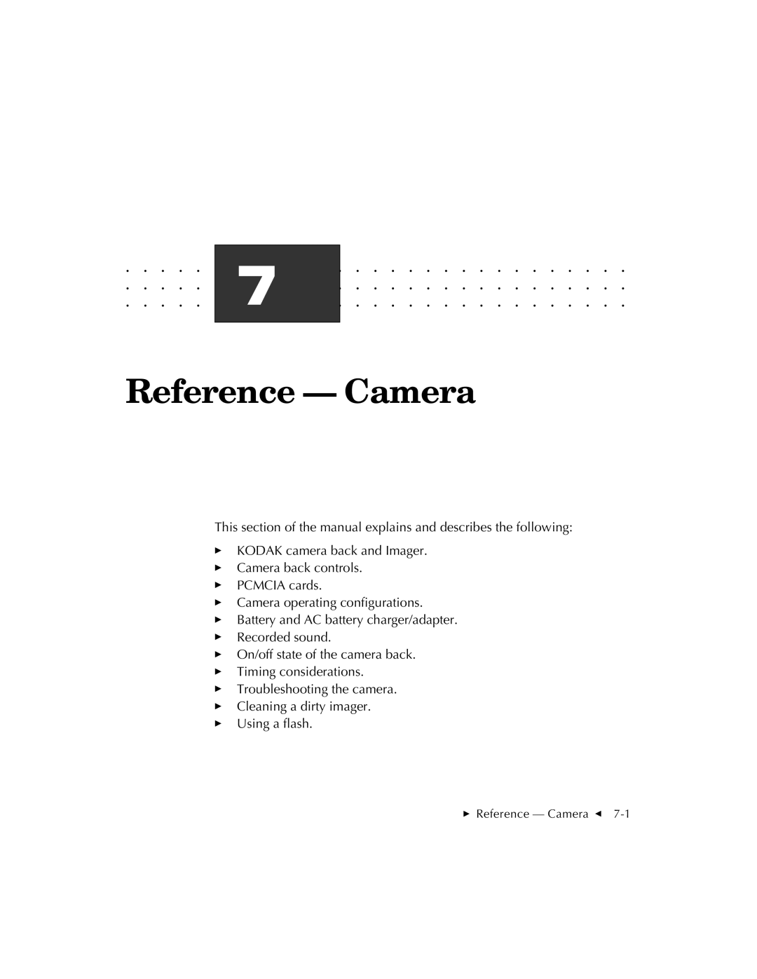 Kodak EOSDCS 3, EOSDCS 5, EOSDCS 1 user manual Reference Camera 