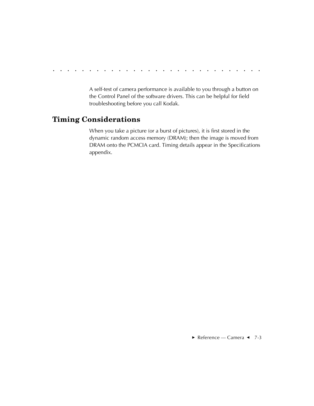 Kodak EOSDCS 5, EOSDCS 3, EOSDCS 1 user manual Timing Considerations 