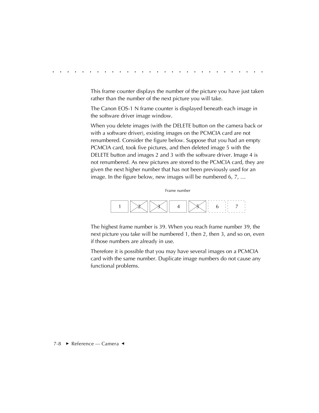 Kodak EOSDCS 1, EOSDCS 5, EOSDCS 3 user manual Frame number 