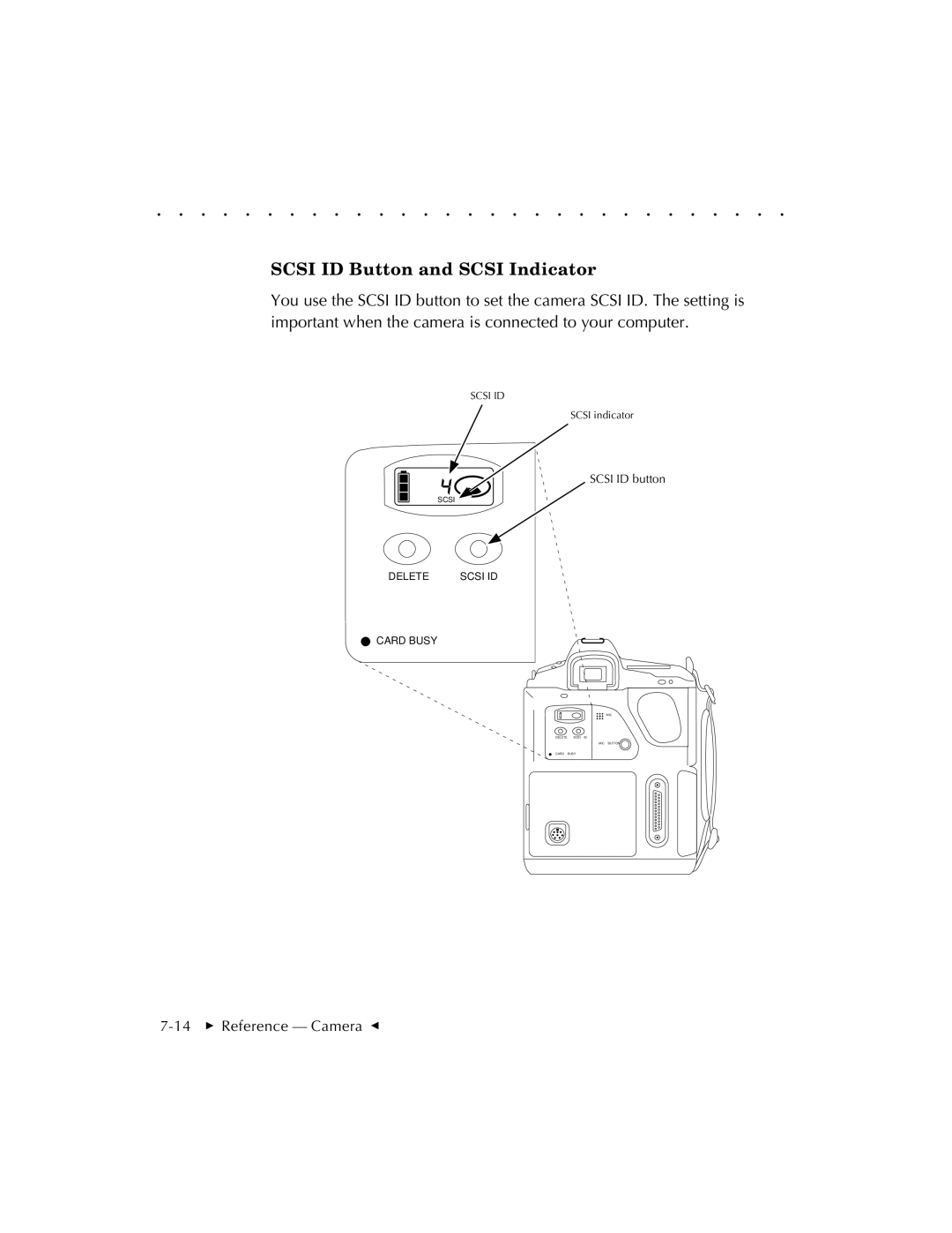 Kodak EOSDCS 1, EOSDCS 5, EOSDCS 3 user manual Scsi ID Button and Scsi Indicator 