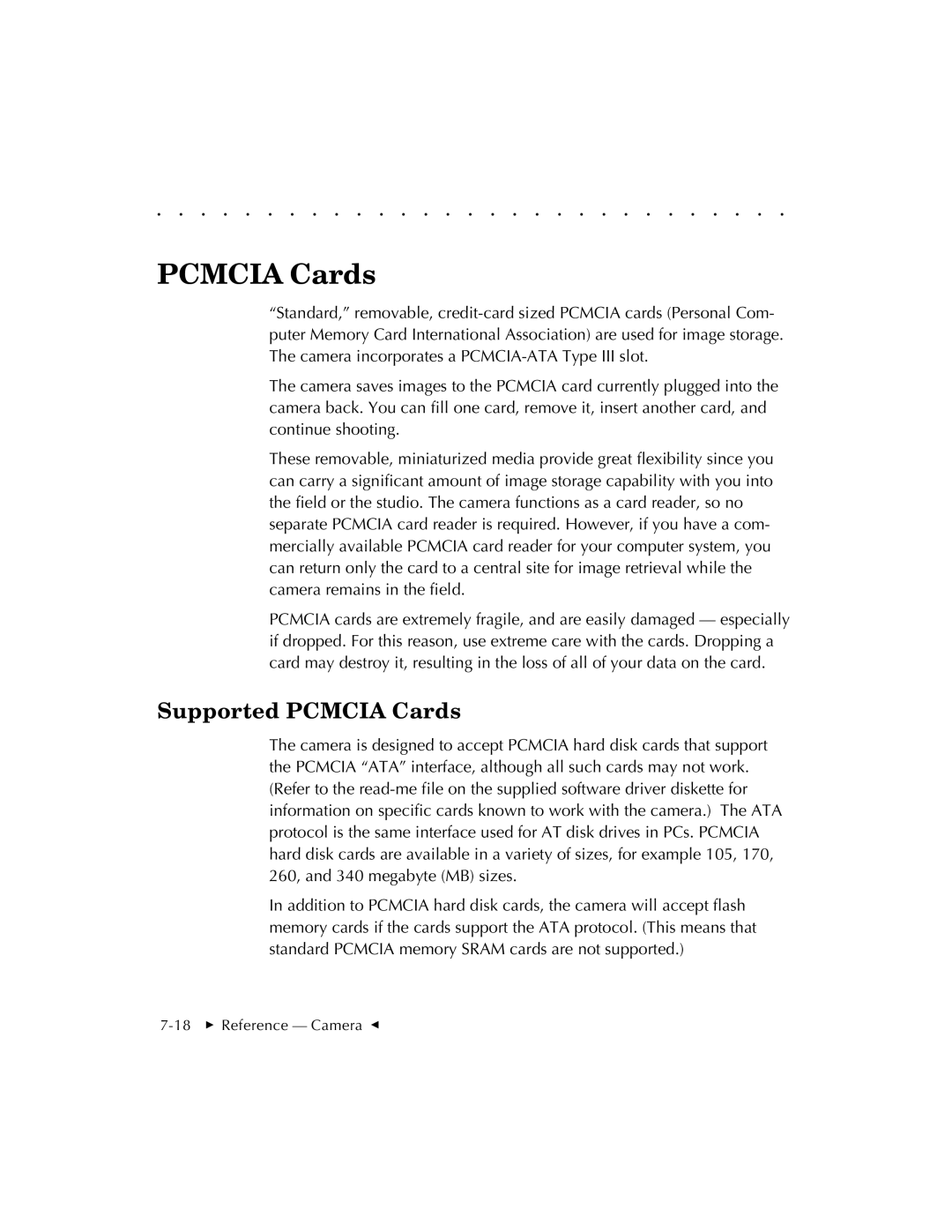 Kodak EOSDCS 5, EOSDCS 3, EOSDCS 1 user manual Supported Pcmcia Cards 