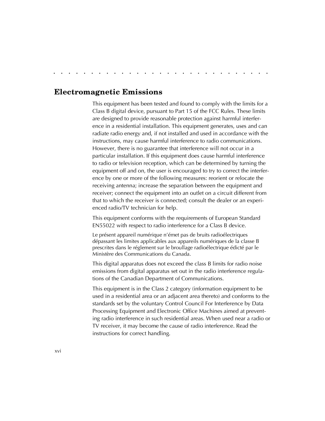 Kodak EOSDCS 3, EOSDCS 5, EOSDCS 1 user manual Electromagnetic Emissions 