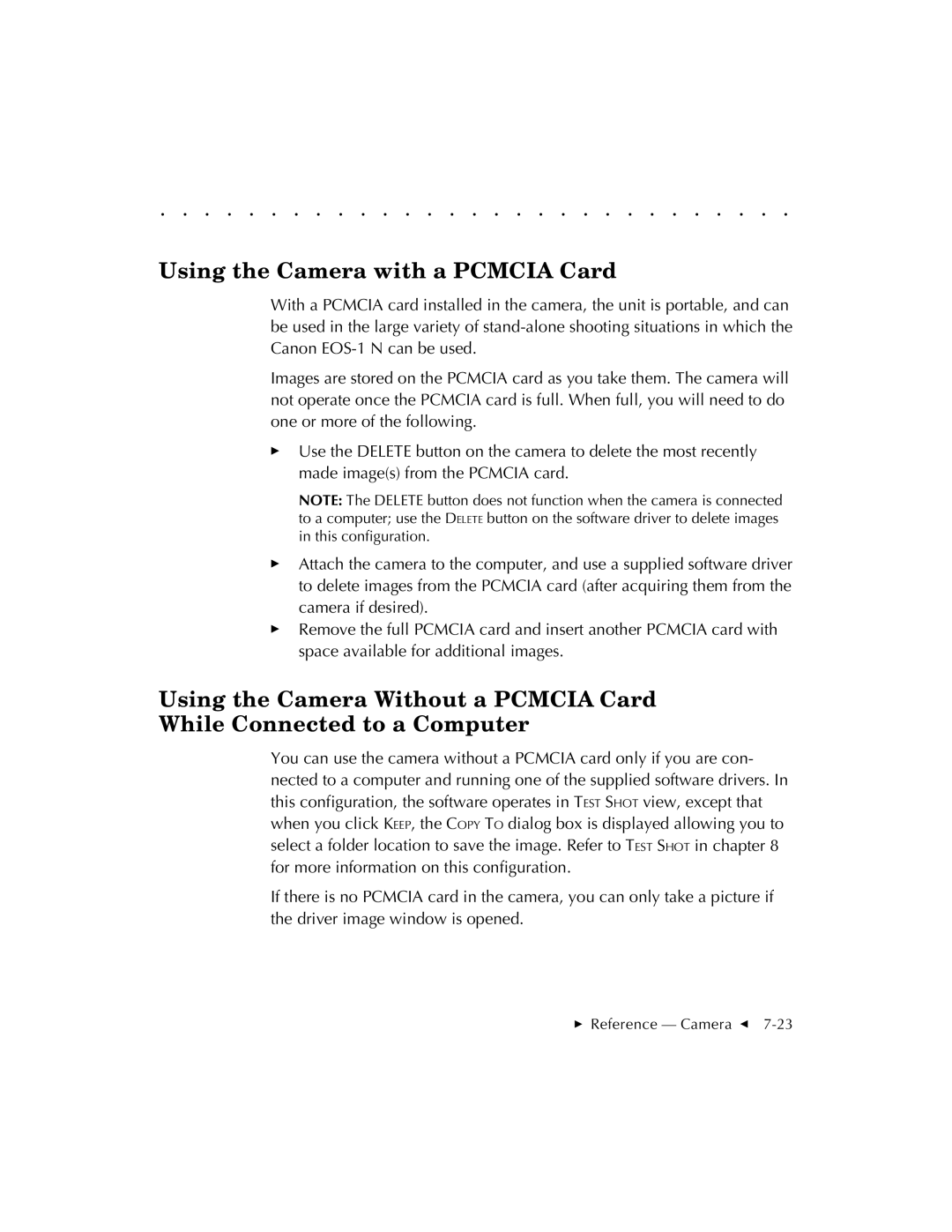 Kodak EOSDCS 1, EOSDCS 5, EOSDCS 3 user manual Using the Camera with a Pcmcia Card 