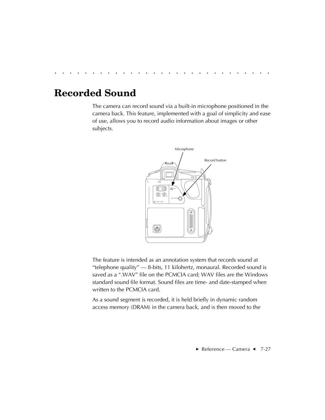 Kodak EOSDCS 5, EOSDCS 3, EOSDCS 1 user manual Recorded Sound 