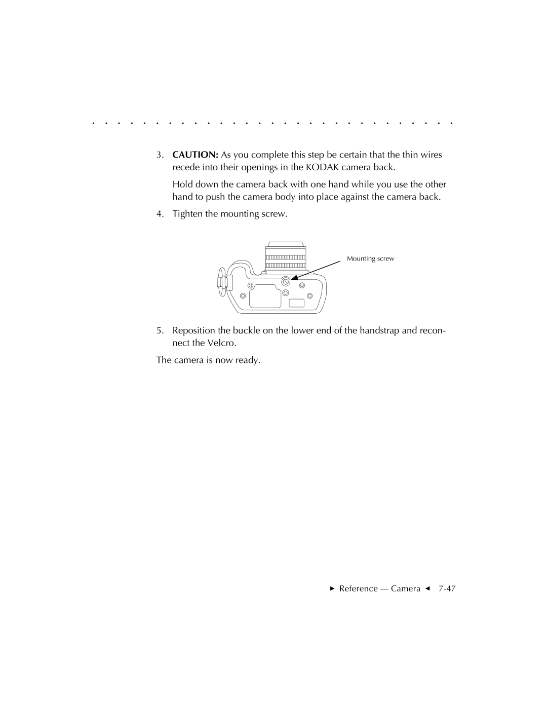 Kodak EOSDCS 1, EOSDCS 5, EOSDCS 3 user manual Tighten the mounting screw 