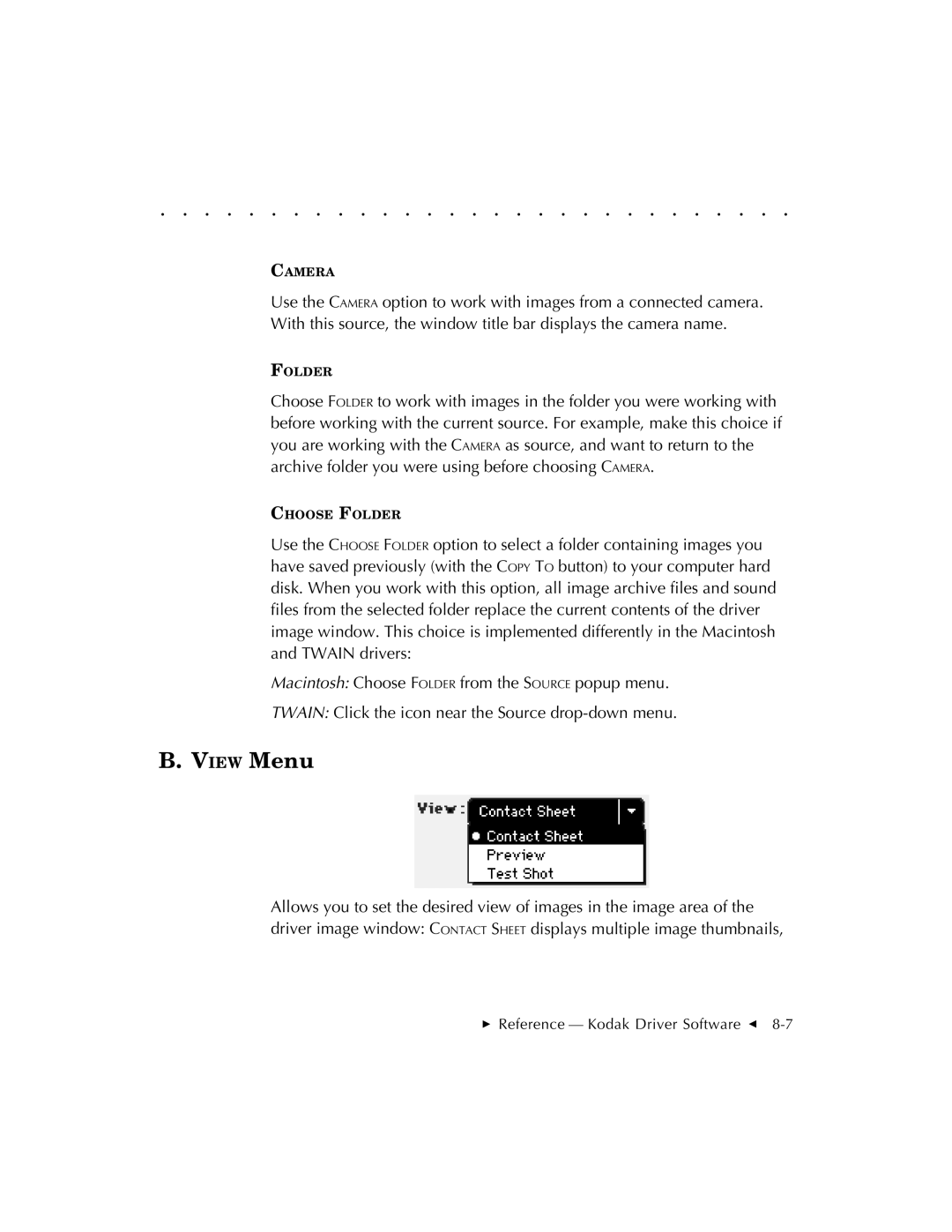 Kodak EOSDCS 5, EOSDCS 3, EOSDCS 1 user manual View Menu 