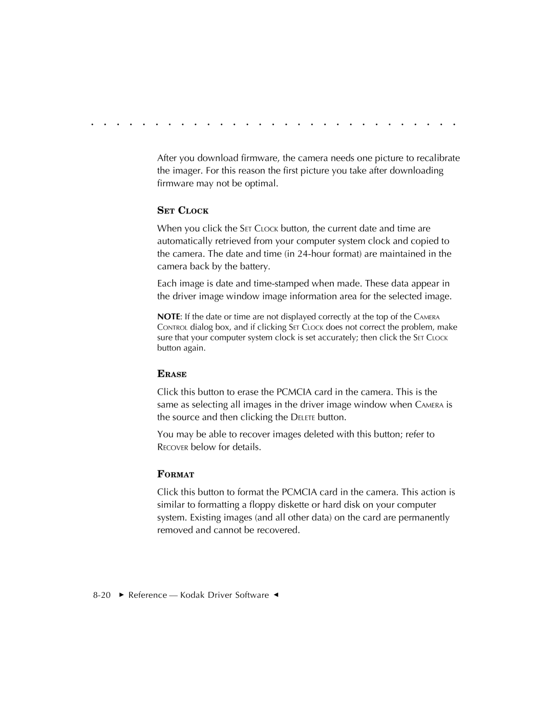 Kodak EOSDCS 3, EOSDCS 5, EOSDCS 1 user manual 20  Reference Kodak Driver Software G 